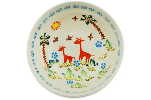 Polish Pottery 6" Bowl Giraffe Adventure