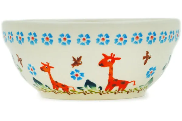 Polish Pottery 6" Bowl Giraffe Adventure