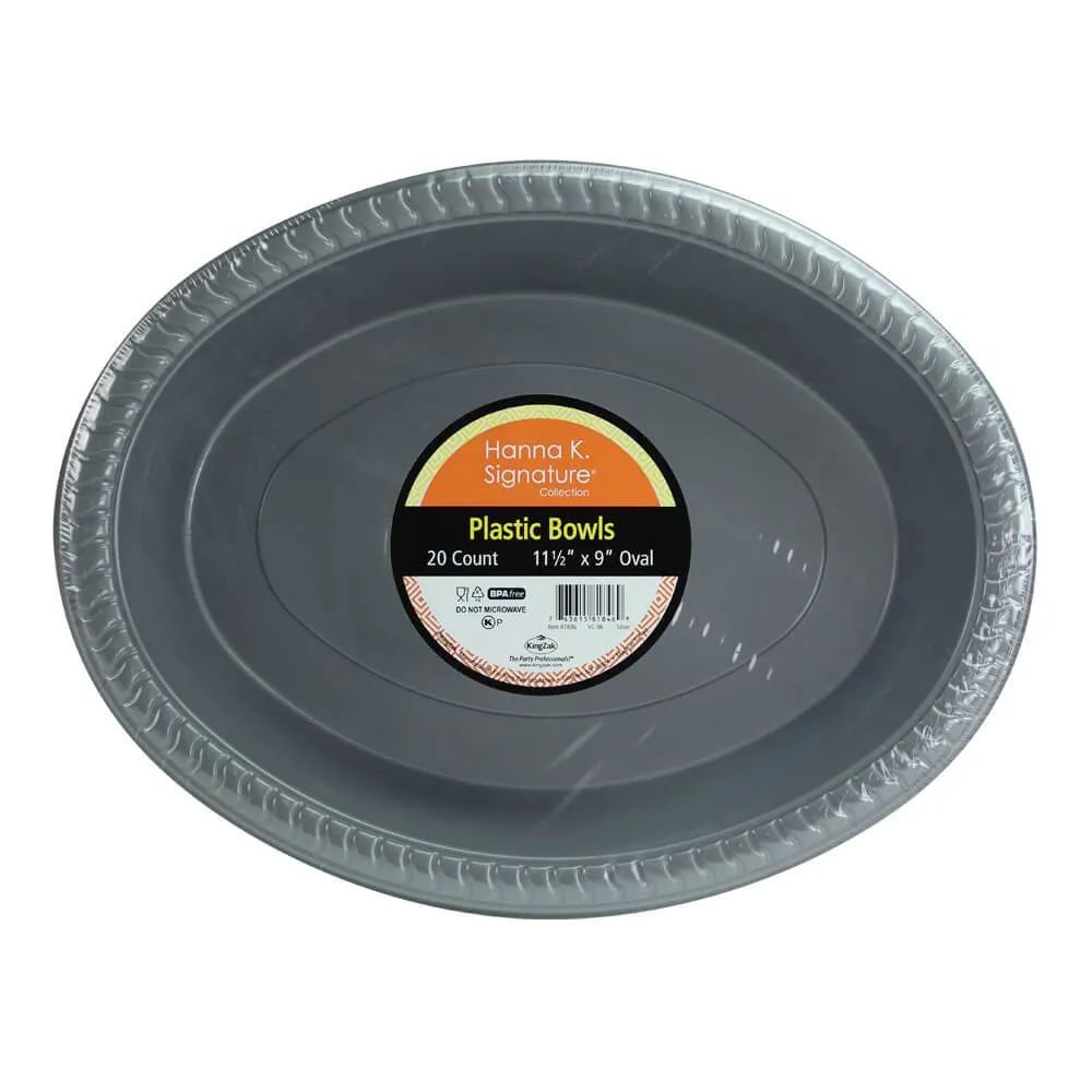 Premium Heavy Weight Plastic Oval Servingware<br/>Size Options: 12.25"x9.75" Plate and 11.5"x9" Bowl