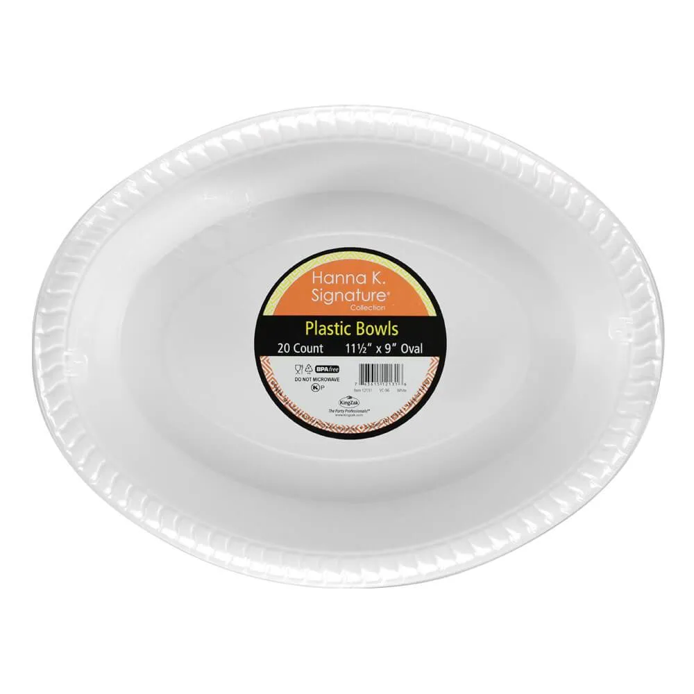 Premium Heavy Weight Plastic Oval Servingware<br/>Size Options: 12.25"x9.75" Plate and 11.5"x9" Bowl