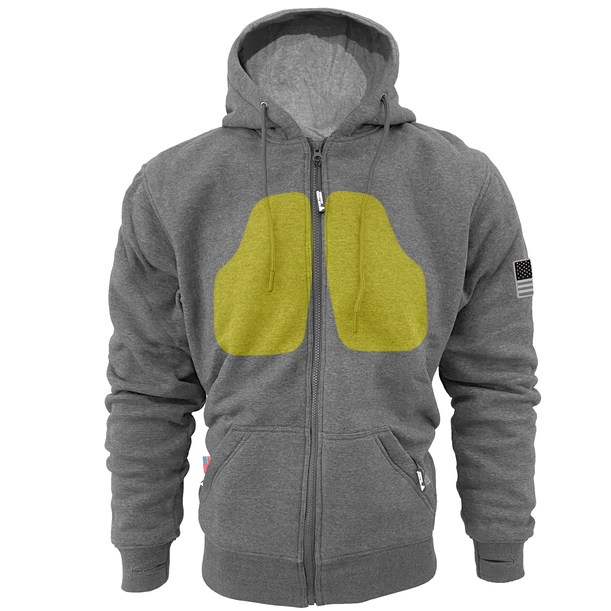 Protective Fleece Unisex Hoodie - Gray Heather with Pads