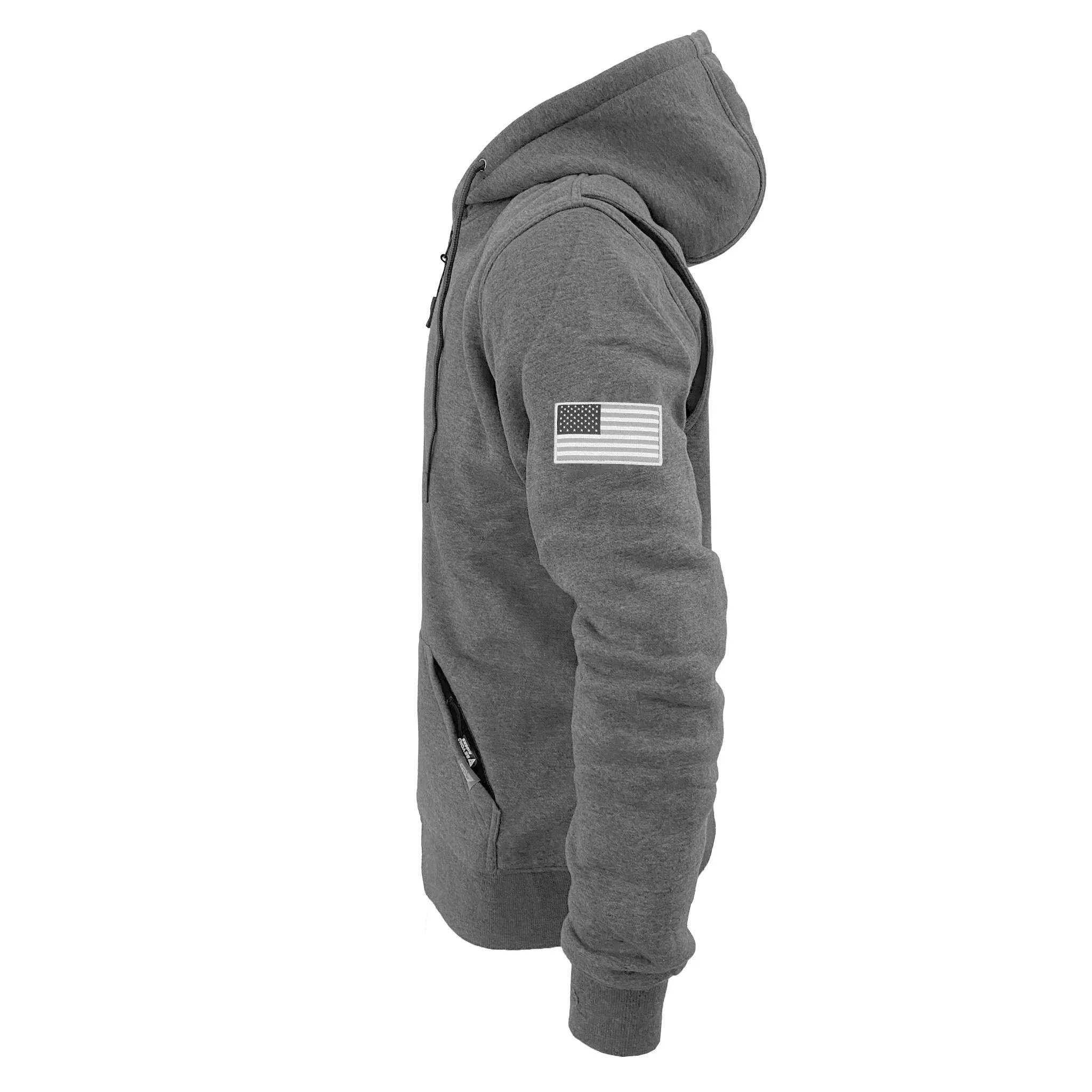 Protective Fleece Unisex Hoodie - Gray Heather with Pads