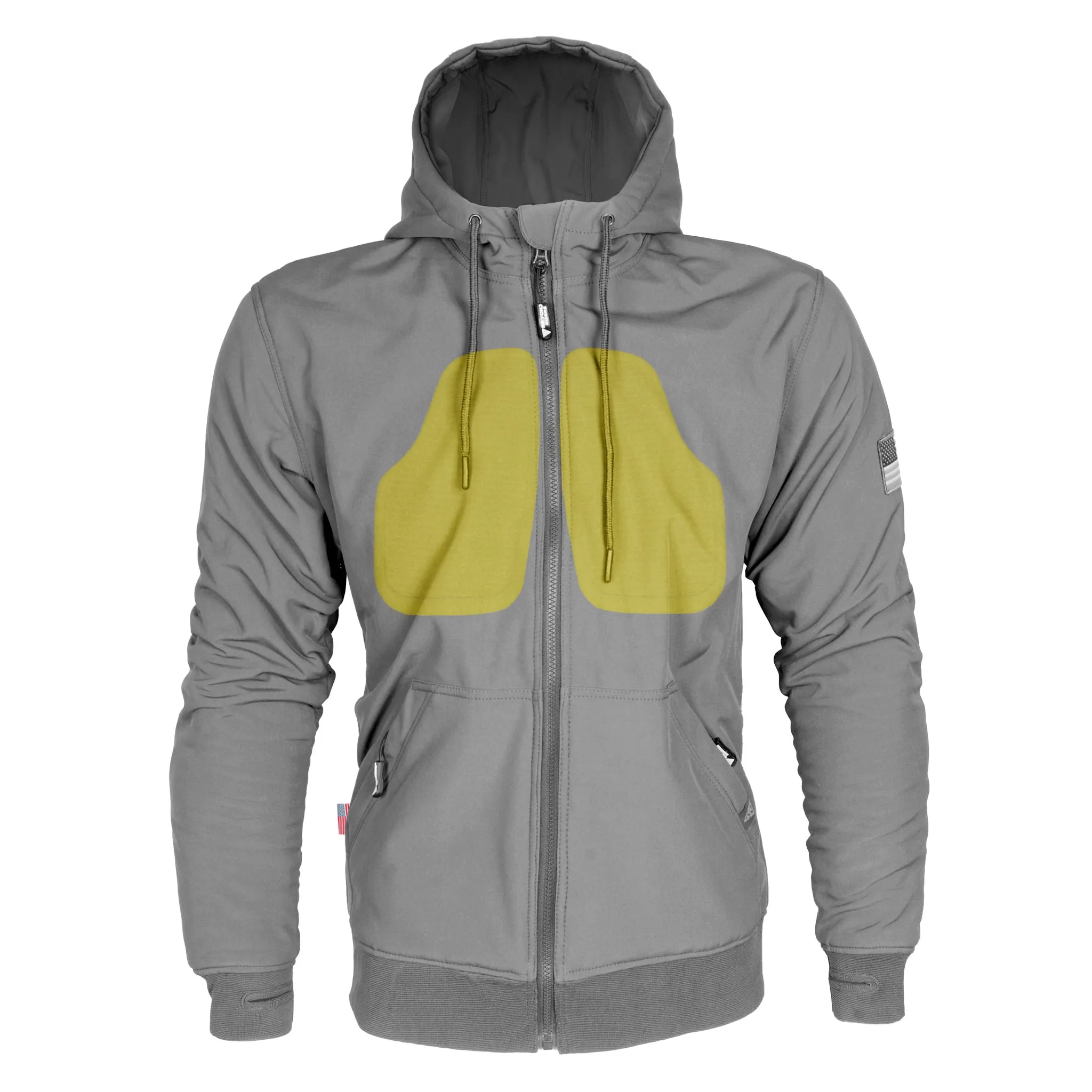 Protective SoftShell Unisex Hoodie - Gray Matte with Pads