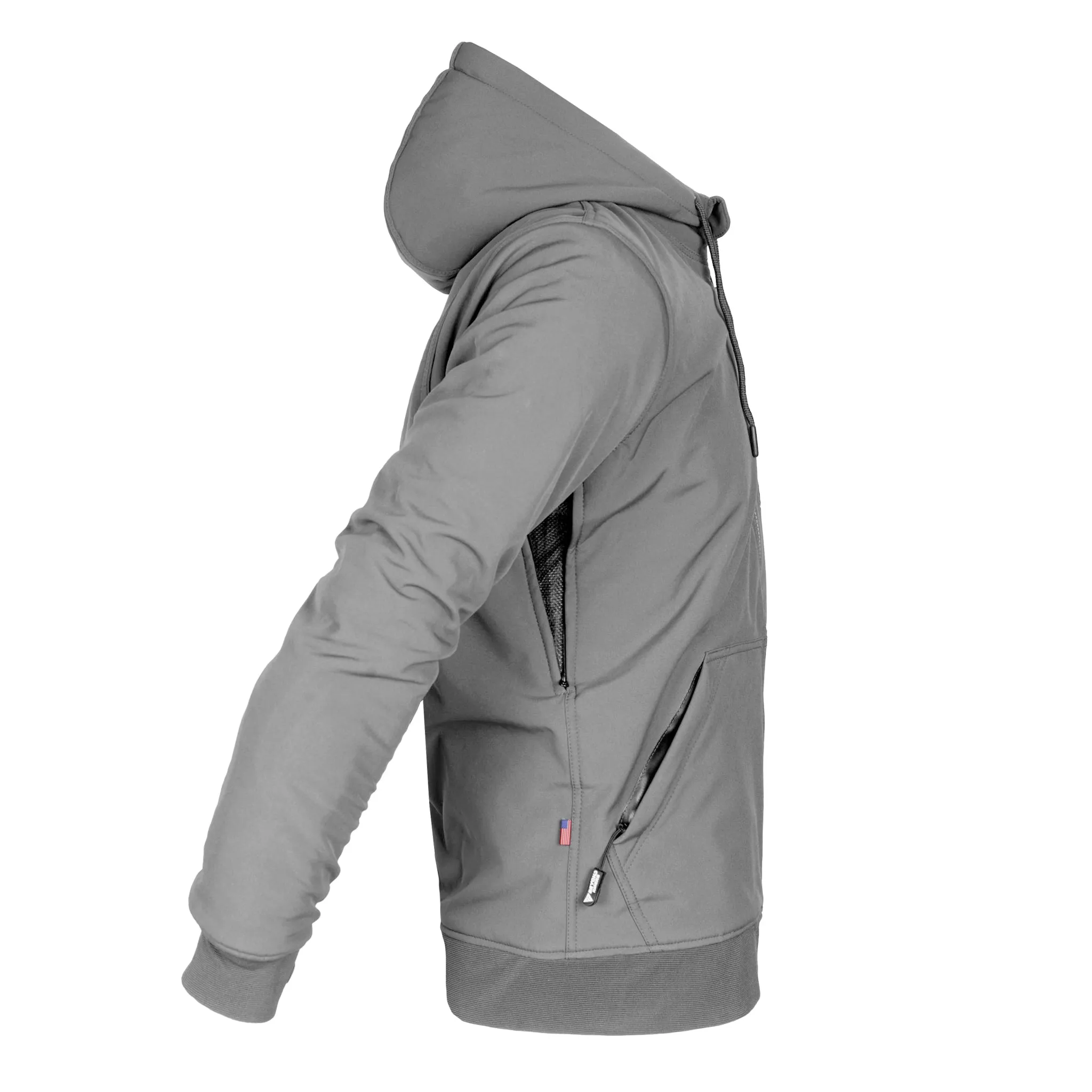 Protective SoftShell Unisex Hoodie - Gray Matte with Pads