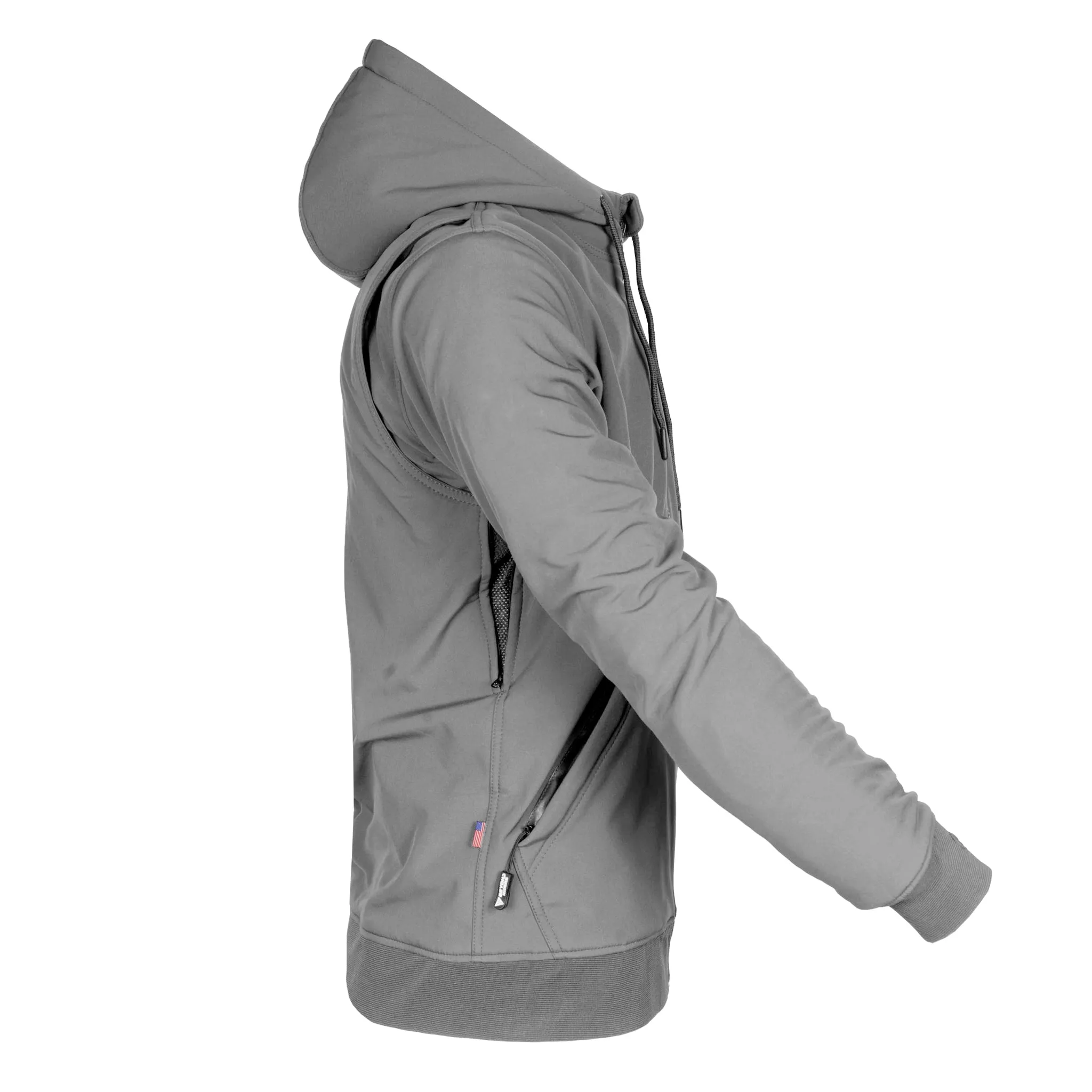 Protective SoftShell Unisex Hoodie - Gray Matte with Pads