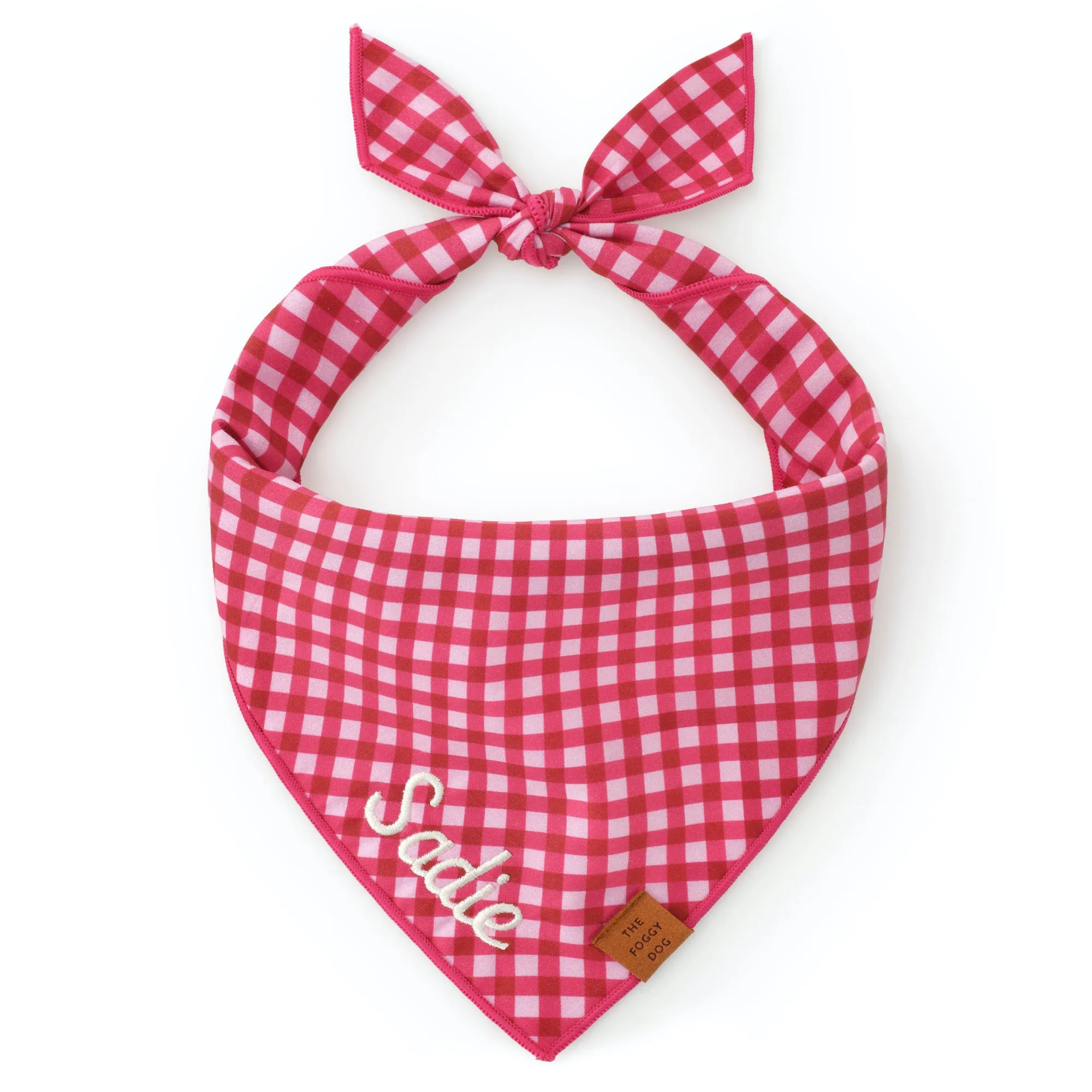 Raspberry Gingham Dog Bandana