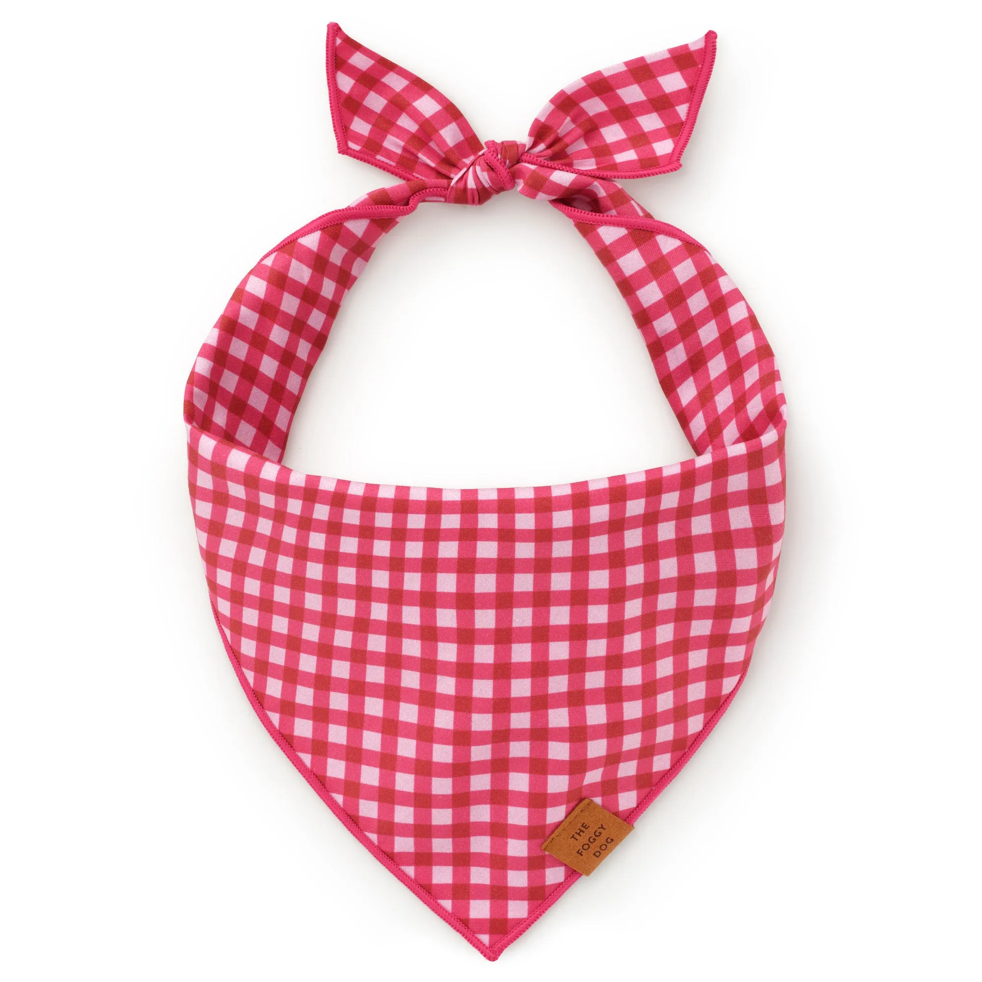 Raspberry Gingham Dog Bandana