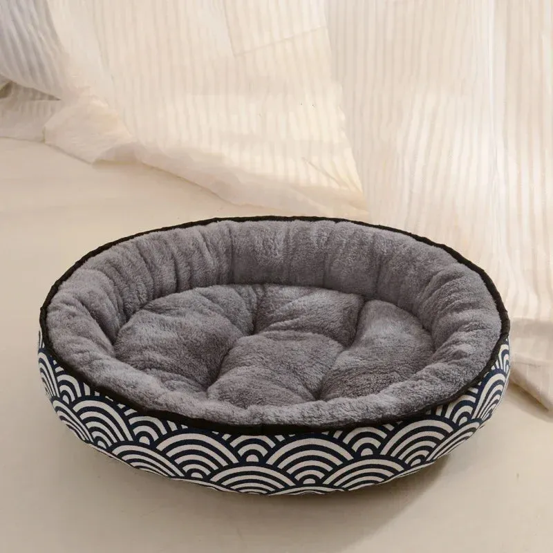 Reversible Dog Bed for Small to Medium Breeds - Soft, Washable Cotton Basket