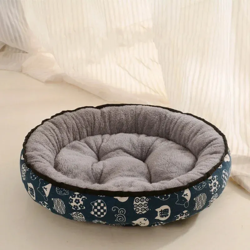 Reversible Dog Bed for Small to Medium Breeds - Soft, Washable Cotton Basket