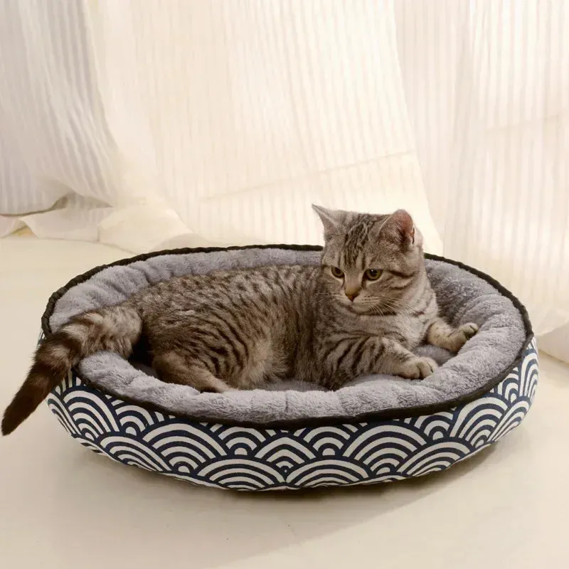 Reversible Dog Bed for Small to Medium Breeds - Soft, Washable Cotton Basket