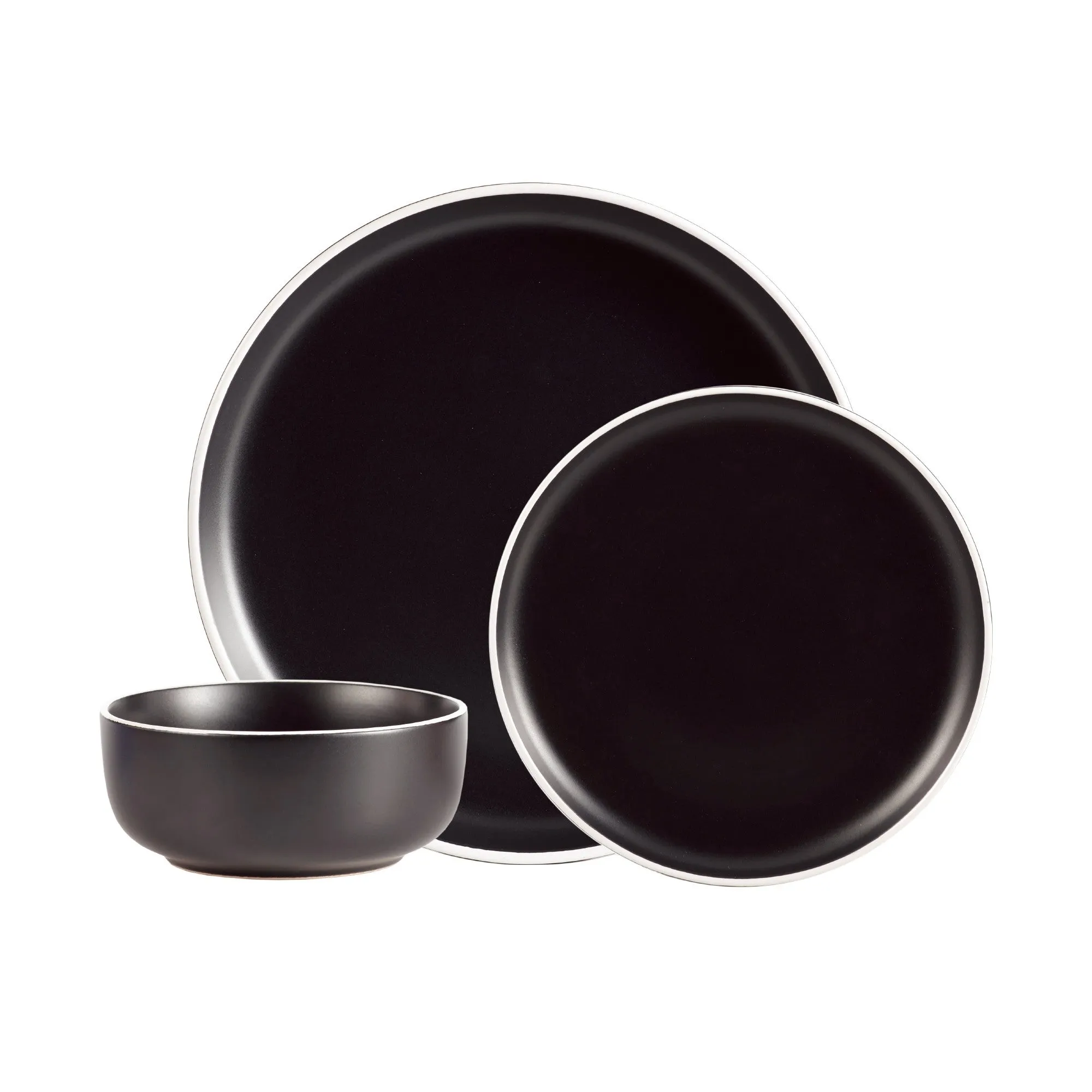 Safdie & Co. Dinnerset 12PC 2 Tone Cylinder Matte Black