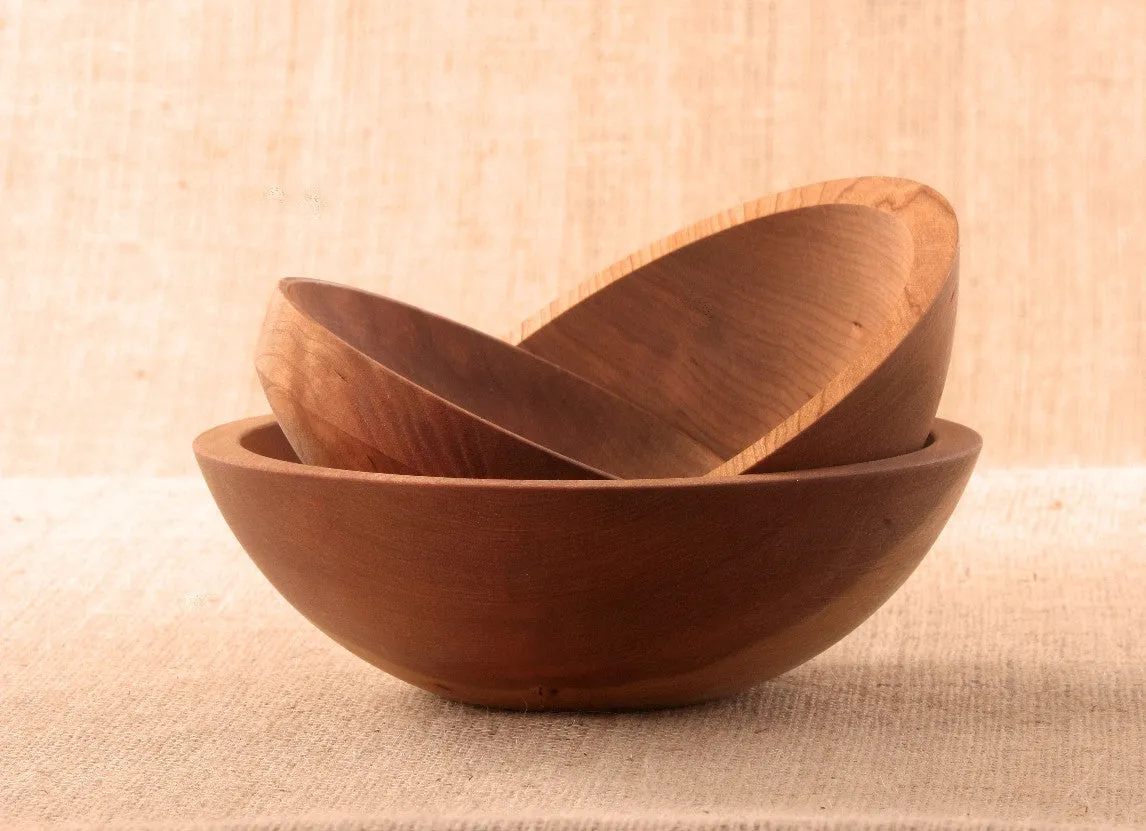 Serving Bowls Set of 3 Walnut Bowls