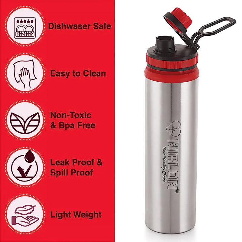 Solene Stainless Steel Water Bottle (Red) - 900 ML