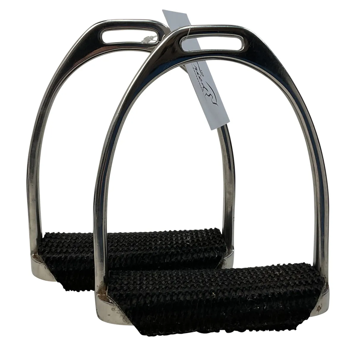 Super Comfort Wrap-Around Stirrup Irons in Stainless Steel/ Black - 5"