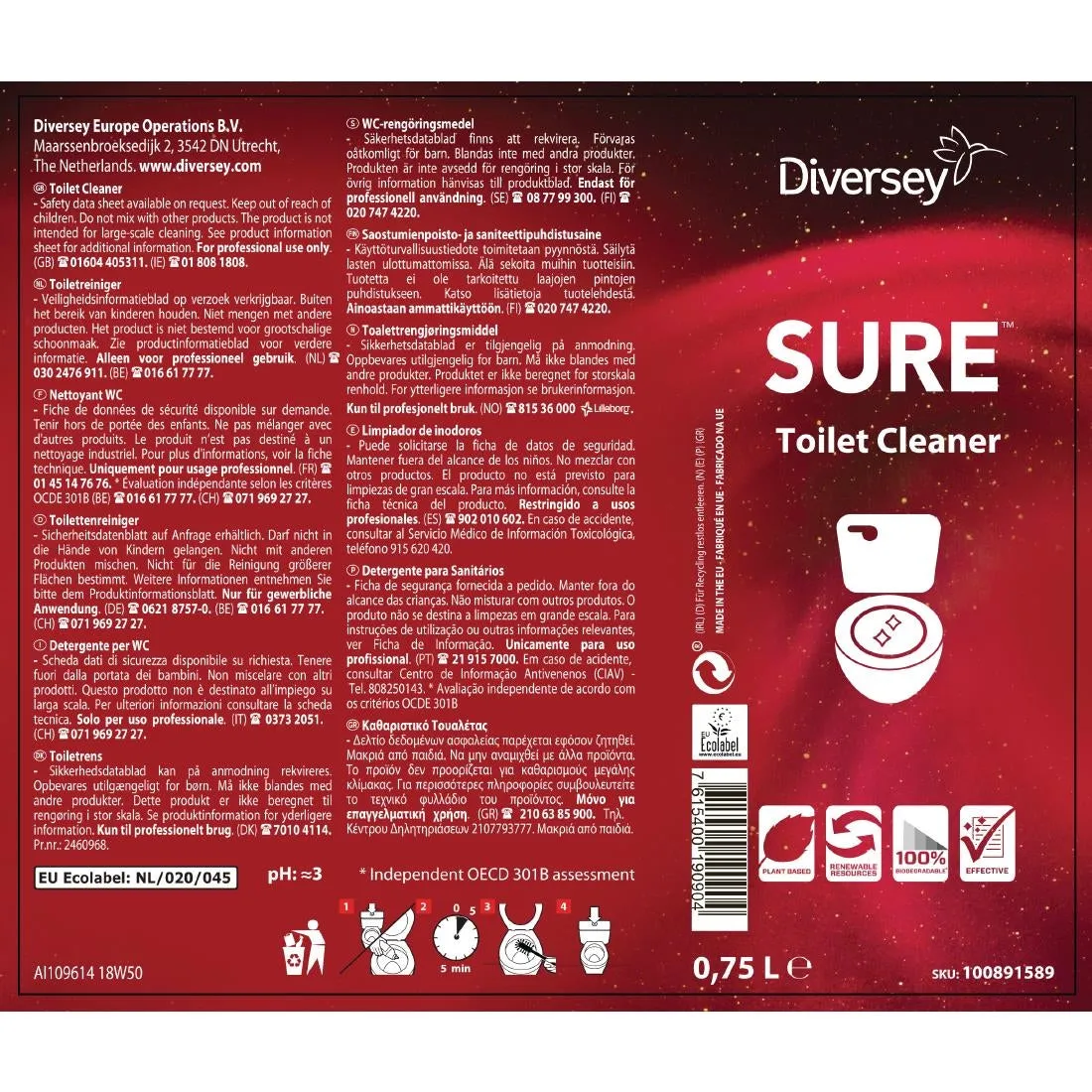 SURE Toilet Cleaner Ready To Use 750ml - CX827