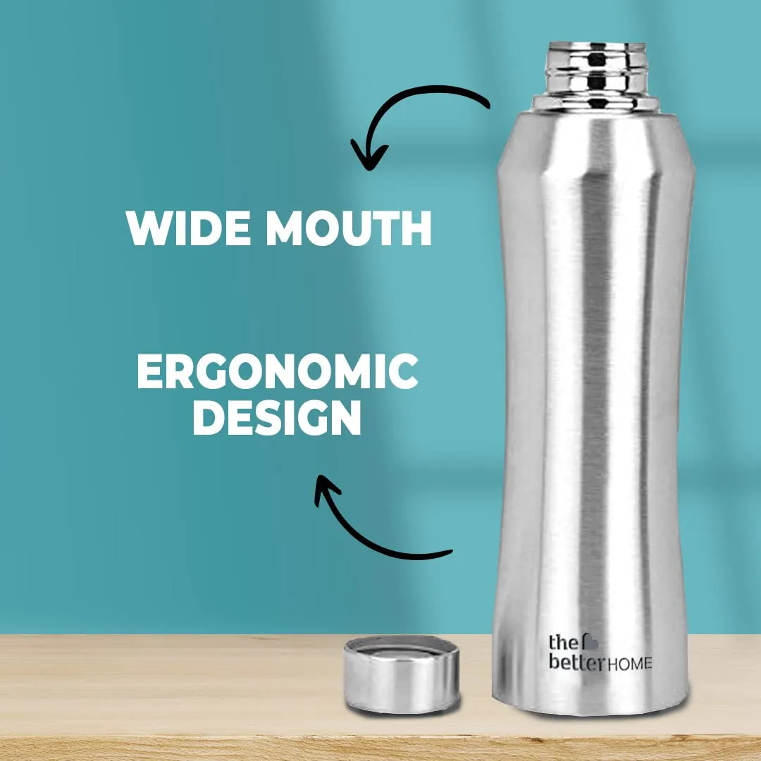 The Better Home 1000 Stainless Steel Water Bottle 1 Litre - Silver | Eco-Friendly, Non-Toxic & BPA Free Water Bottles 1  Litre | Rust-Proof, Lightweight, Leak-Proof & Durable| Pack of 2