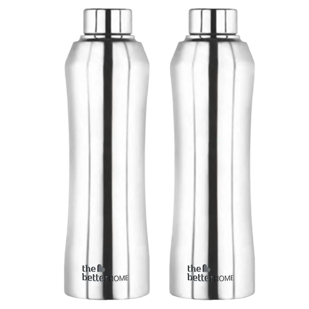 The Better Home 1000 Stainless Steel Water Bottle 1 Litre - Silver | Eco-Friendly, Non-Toxic & BPA Free Water Bottles 1  Litre | Rust-Proof, Lightweight, Leak-Proof & Durable| Pack of 2