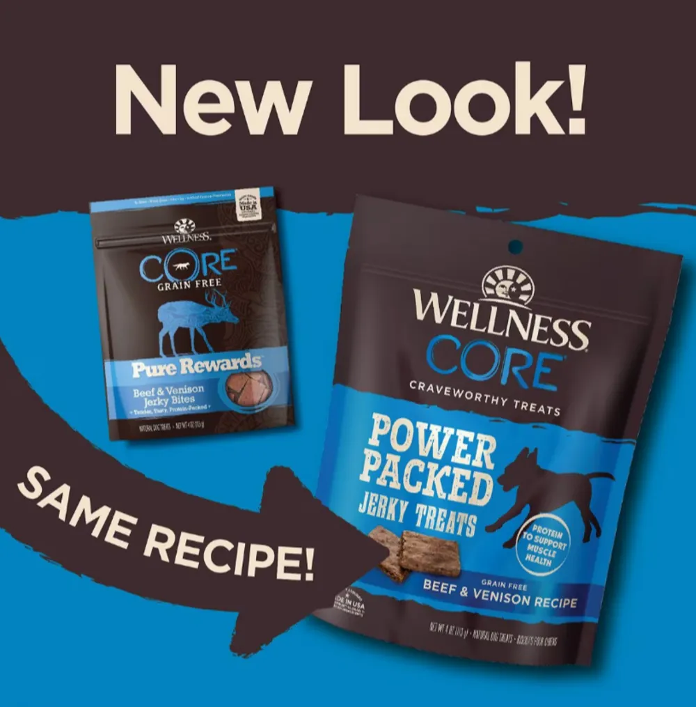 Wellness CORE Natural Grain Free Pure Rewards Beef and Venison Recipe Jerky Bites Dog Treats