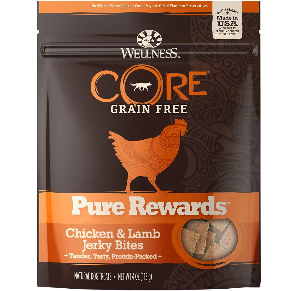 Wellness CORE Natural Grain Free Pure Rewards Chicken and Lamb Recipe Jerky Bites Dog Treats